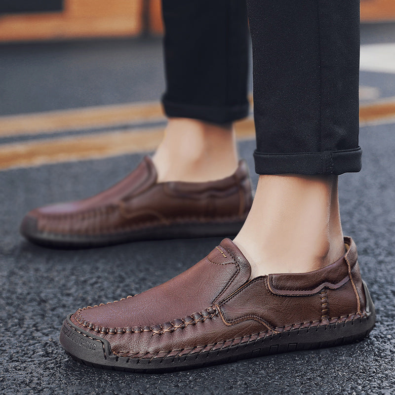 Men’s Handmade Leather Loafers – Arch Support, Wide Toe Box, Slip-On Comfort & Non-Slip Sole for Everyday Wear