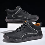 (💥Top Rated Choice) Men’s Handmade Leather Outdoor Shoes – Arch Support, Wide Fit, Comfortable, Rugged Non-Slip Sole for Work & Hiking