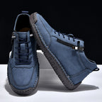 Men’s Handmade Leather Work & Outdoor Shoes – Side Zipper, Arch Support, Wide Fit, Comfortable Non-Slip Sole for All-Day Wear