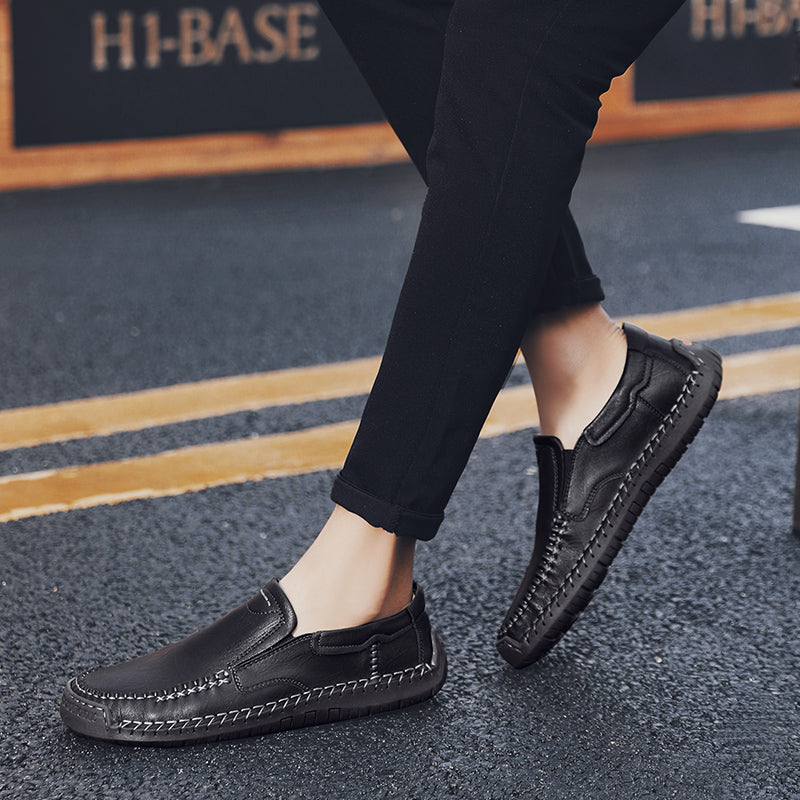 Men’s Handmade Leather Loafers – Arch Support, Wide Toe Box, Slip-On Comfort & Non-Slip Sole for Everyday Wear