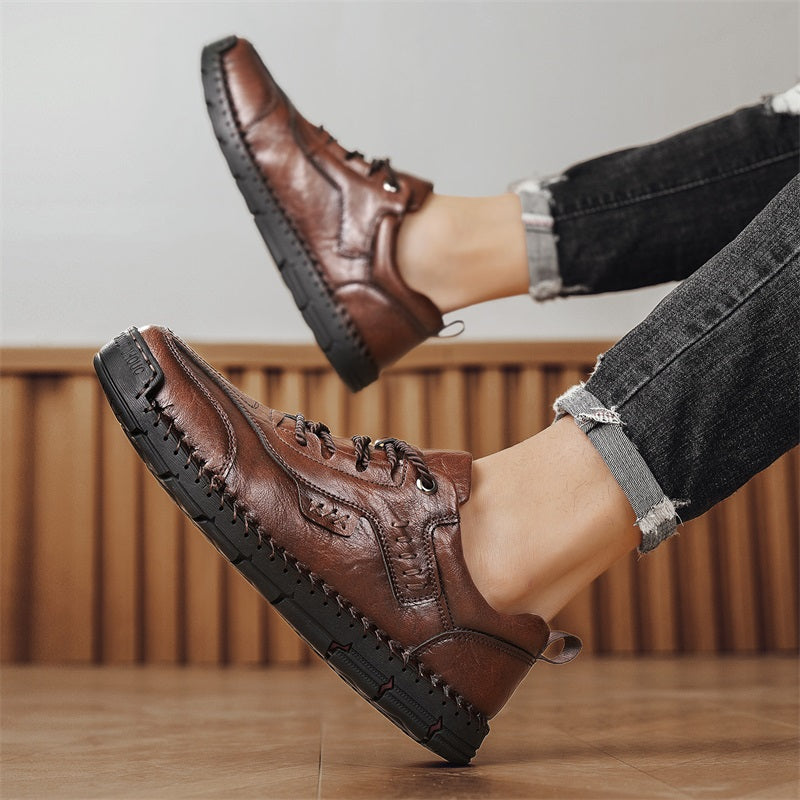 Men’s Handmade Leather Work & Outdoor Shoes – Arch Support, Wide Fit, Comfortable, Rugged Non-Slip Sole for All-Day Wear