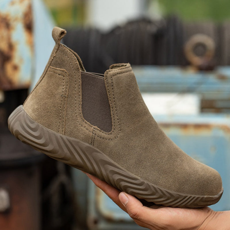 (Multiple Protection👍)High Quality Work Boots - Super Wear-Resistant Leather Material Kevlar Sole Anti-Impact Steel Toe Orthotic Insole