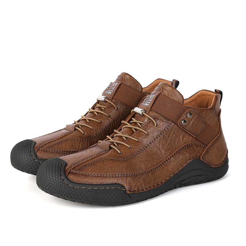 ⏰Limited-Time 70% OFF–Men’s Orthopedic Handmade Leather Hiking&Work Boots–Waterproof, Slip-Resistant, Wide Toe, Arch&Ankle Support  for Everyday&Travel