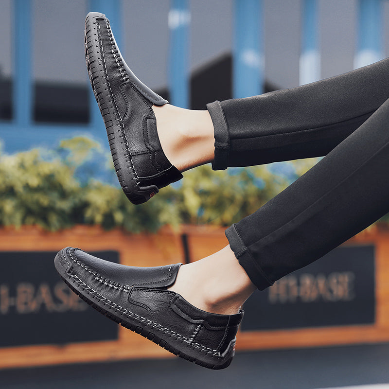 Men’s Handmade Leather Loafers – Arch Support, Wide Toe Box, Slip-On Comfort & Non-Slip Sole for Everyday Wear