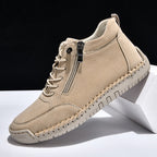 Men’s Handmade Leather Work & Outdoor Shoes – Side Zipper, Arch Support, Wide Fit, Comfortable Non-Slip Sole for All-Day Wear