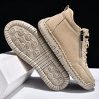 Men’s Handmade Leather Work & Outdoor Shoes – Side Zipper, Arch Support, Wide Fit, Comfortable Non-Slip Sole for All-Day Wear