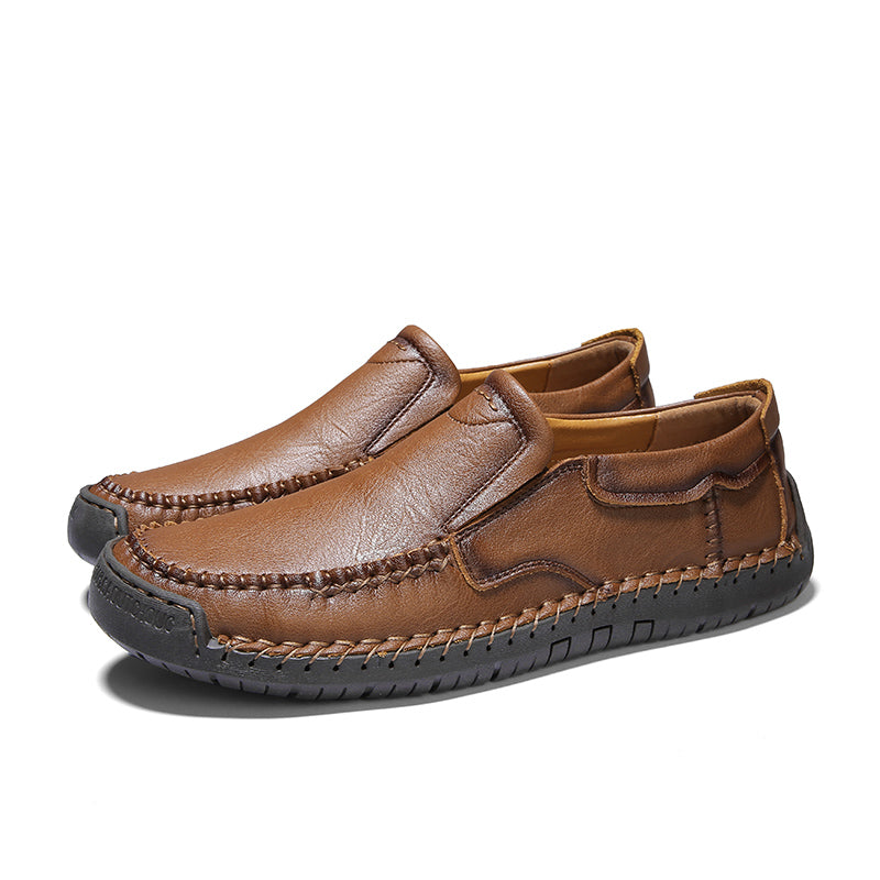 Men’s Handmade Leather Loafers – Arch Support, Wide Toe Box, Slip-On Comfort & Non-Slip Sole for Everyday Wear