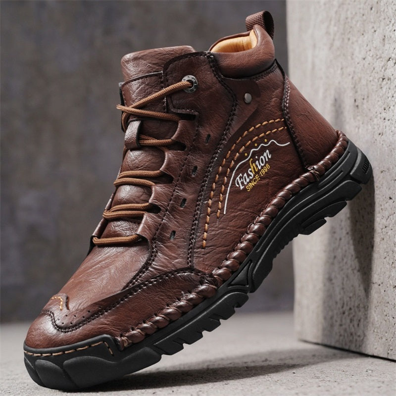⏰Limited-Time 70% OFF – Men’s Handmade Orthopedic Leather Boots – Wide Toe Box, Waterproof, Arch Support & Pressure Relief