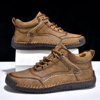 (💥Top Rated Choice) Men’s Handmade Leather Outdoor Shoes – Arch Support, Wide Fit, Comfortable, Rugged Non-Slip Sole for Work & Hiking