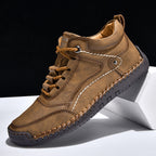 (💥Top Rated Choice) Men’s Handmade Leather Outdoor Shoes – Arch Support, Wide Fit, Comfortable, Rugged Non-Slip Sole for Work & Hiking