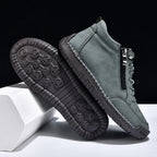 Men’s Handmade Leather Work & Outdoor Shoes – Side Zipper, Arch Support, Wide Fit, Comfortable Non-Slip Sole for All-Day Wear