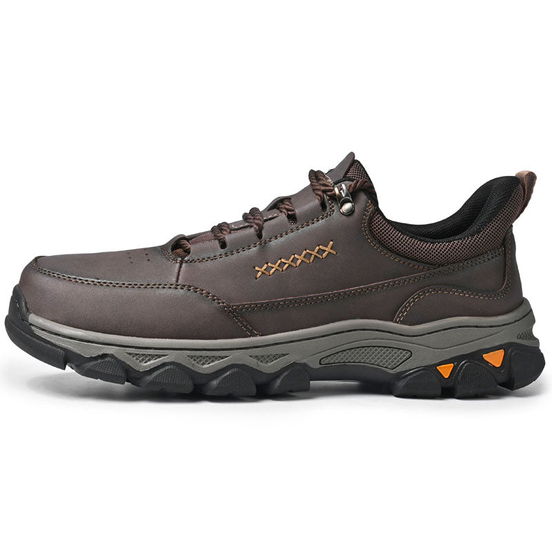 (💥Top Rated Choice) Men’s Handmade Leather Work Shoes – Waterproof, Arch Support, Pressure Relief, Wide Toe Box, Built for All-Day Comfort & Outdoor Use