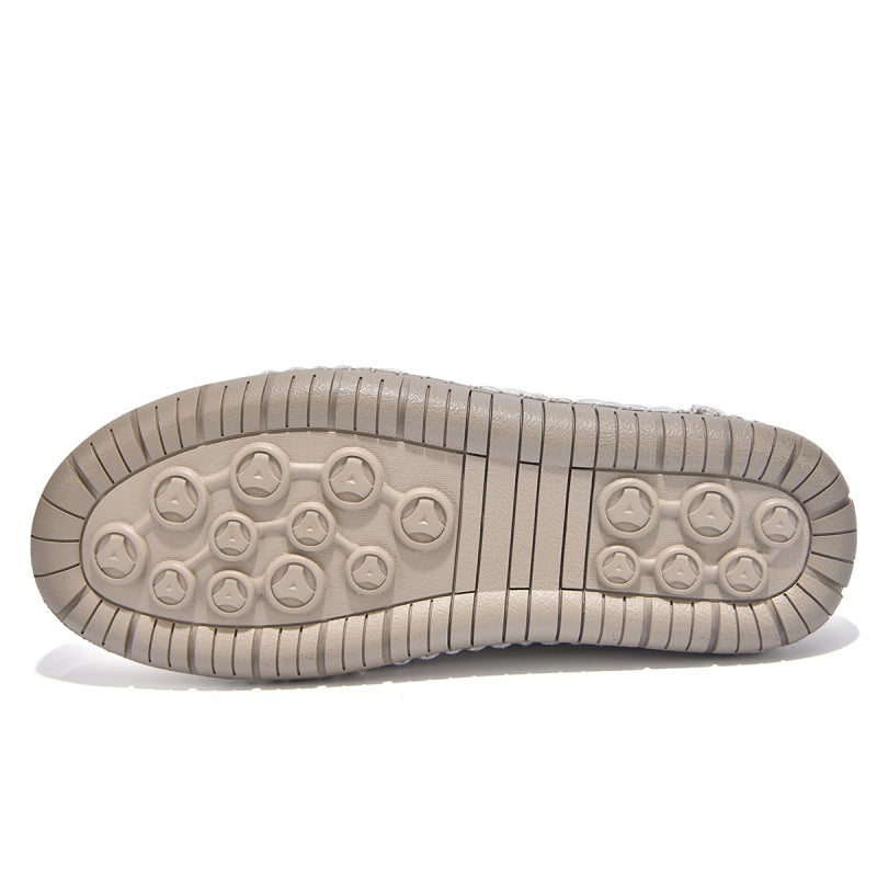 Men’s Handmade Leather Work & Outdoor Shoes – Side Zipper, Arch Support, Wide Fit, Comfortable Non-Slip Sole for All-Day Wear
