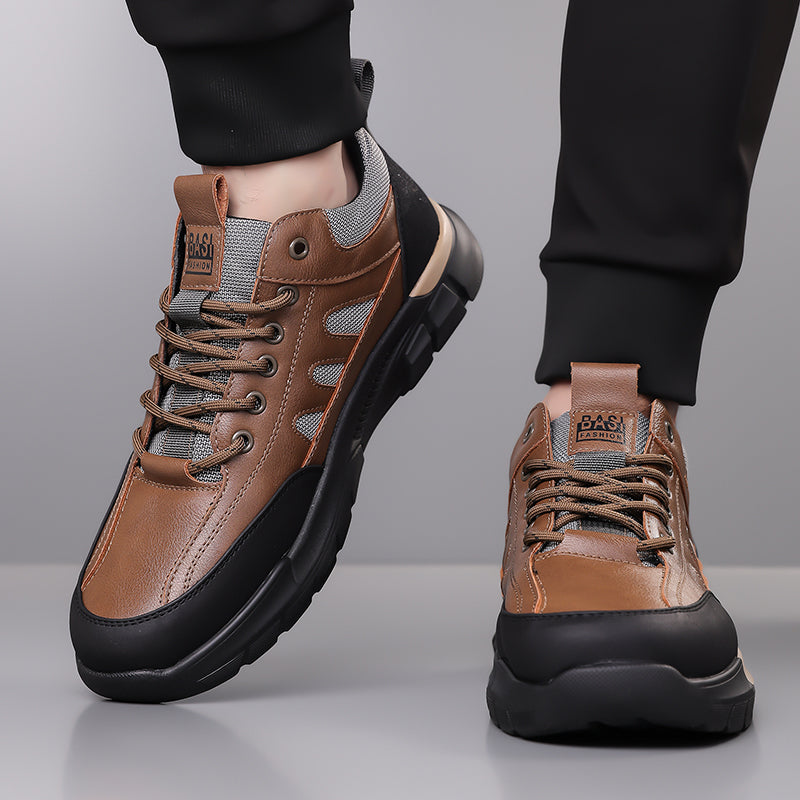 💥 12 HOURS. NO PAIN. Men’s Comfort Leather Outdoor Shoes – Arch Support, Wide Toe Box, Breathable Lining, Lightweight & Slip-Resistant for All-Day Wear