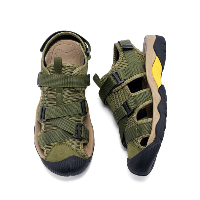(💥Top Rated Choice) Men’s Outdoor Sport Sandals – Closed Toe, Adjustable Straps, Arch Support, Slip-Resistant for Hiking, Beach & Work