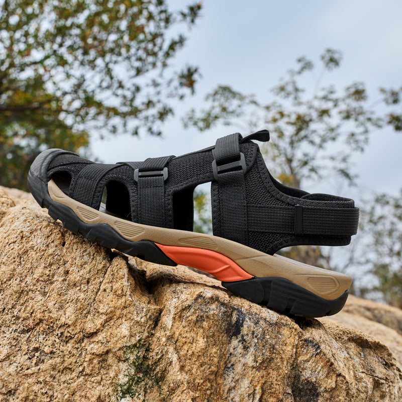 (💥Top Rated Choice) Men’s Outdoor Sport Sandals – Closed Toe, Adjustable Straps, Arch Support, Slip-Resistant for Hiking, Beach & Work