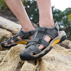 (💥Top Rated Choice) Men’s Outdoor Sport Sandals – Closed Toe, Adjustable Straps, Arch Support, Slip-Resistant for Hiking, Beach & Work