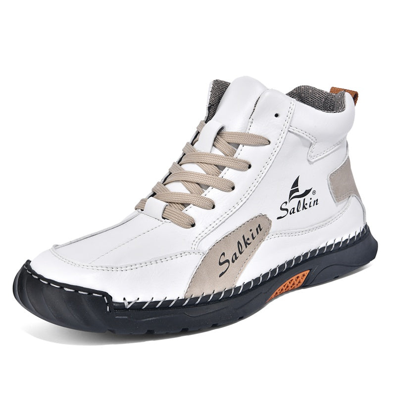 （💥 12 HOURS. NO PAIN）Men’s Handmade Leather Boots – Waterproof, Arch Support, Pressure Relief, Wide Toe Box, Built for Outdoor Comfort
