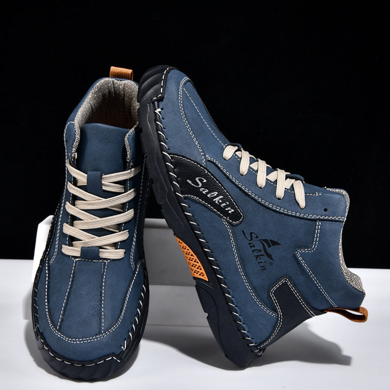 （💥 12 HOURS. NO PAIN）Men’s Handmade Leather Boots – Waterproof, Arch Support, Pressure Relief, Wide Toe Box, Built for Outdoor Comfort