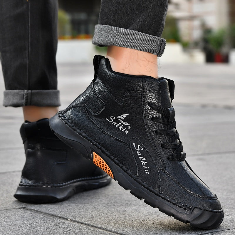 ⏰Limited-Time 70% OFF–Men’s Handcrafted Leather Boots with Wide Toe, Arch Support & Pressure-Relief Comfort