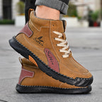 （💥 12 HOURS. NO PAIN）Men’s Handmade Leather Boots – Waterproof, Arch Support, Pressure Relief, Wide Toe Box, Built for Outdoor Comfort
