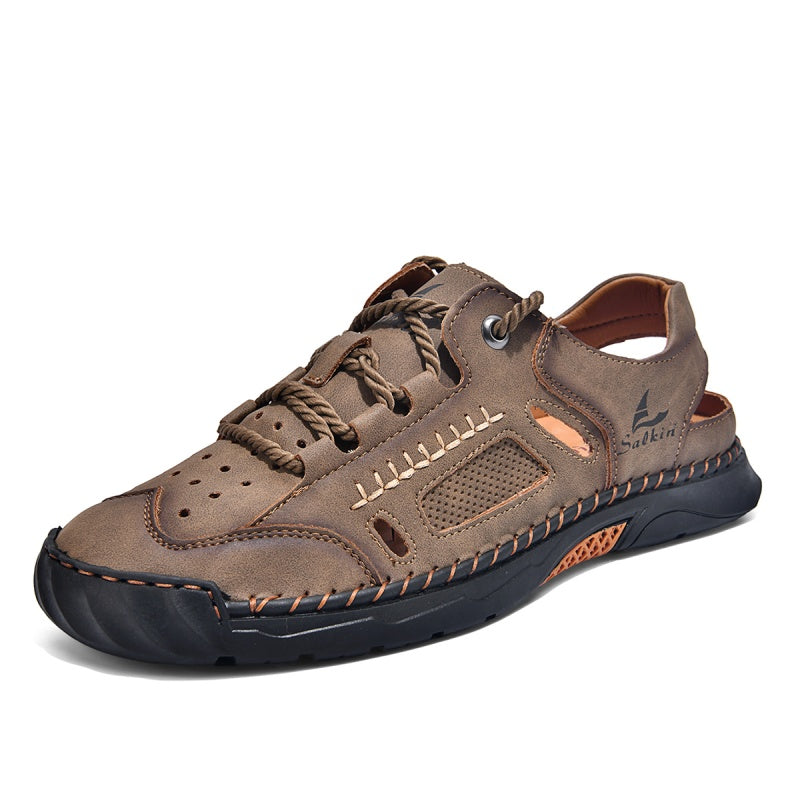 🥇#1 Best-Selling Men's Breathable Leather Sandals –Arch Support, Slip-Resistant, All-Day Comfort, Outdoor Casual Shoes