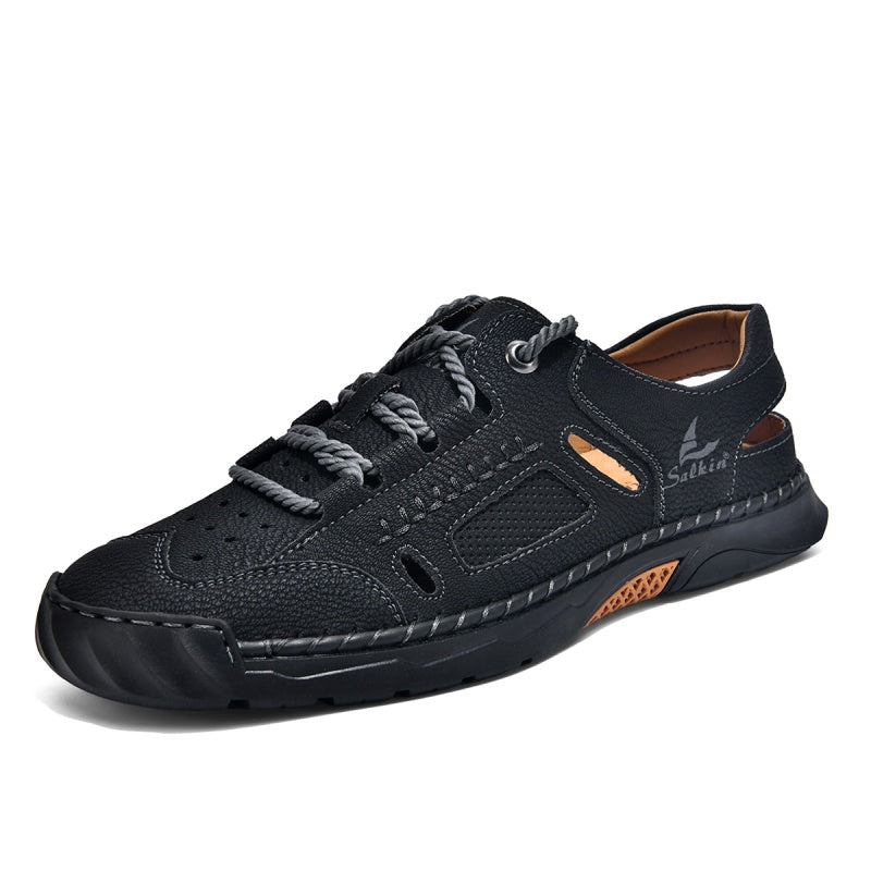 🥇#1 Best-Selling Men's Breathable Leather Sandals –Arch Support, Slip-Resistant, All-Day Comfort, Outdoor Casual Shoes
