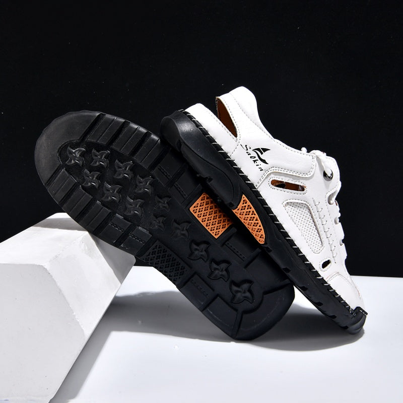 🥇#1 Best-Selling Men's Breathable Leather Sandals –Arch Support, Slip-Resistant, All-Day Comfort, Outdoor Casual Shoes