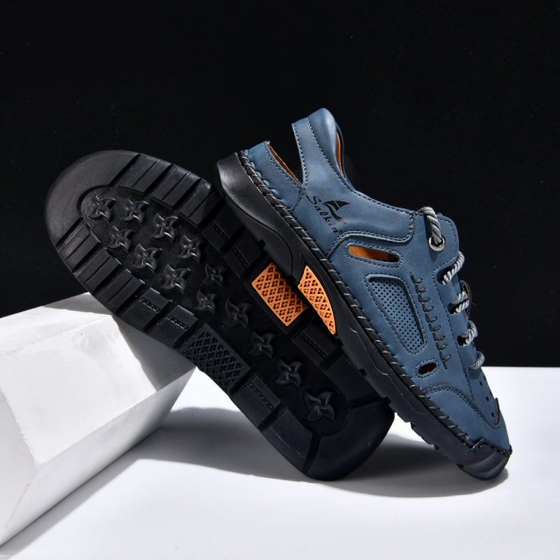 🥇#1 Best-Selling Men's Breathable Leather Sandals –Arch Support, Slip-Resistant, All-Day Comfort, Outdoor Casual Shoes