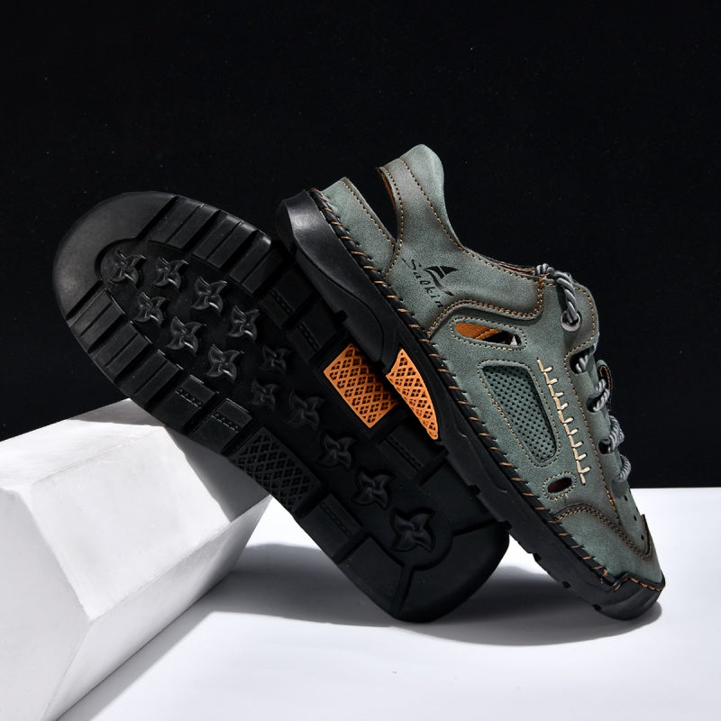 🥇#1 Best-Selling Men's Breathable Leather Sandals –Arch Support, Slip-Resistant, All-Day Comfort, Outdoor Casual Shoes