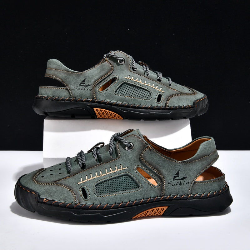 🥇#1 Best-Selling Men's Breathable Leather Sandals –Arch Support, Slip-Resistant, All-Day Comfort, Outdoor Casual Shoes