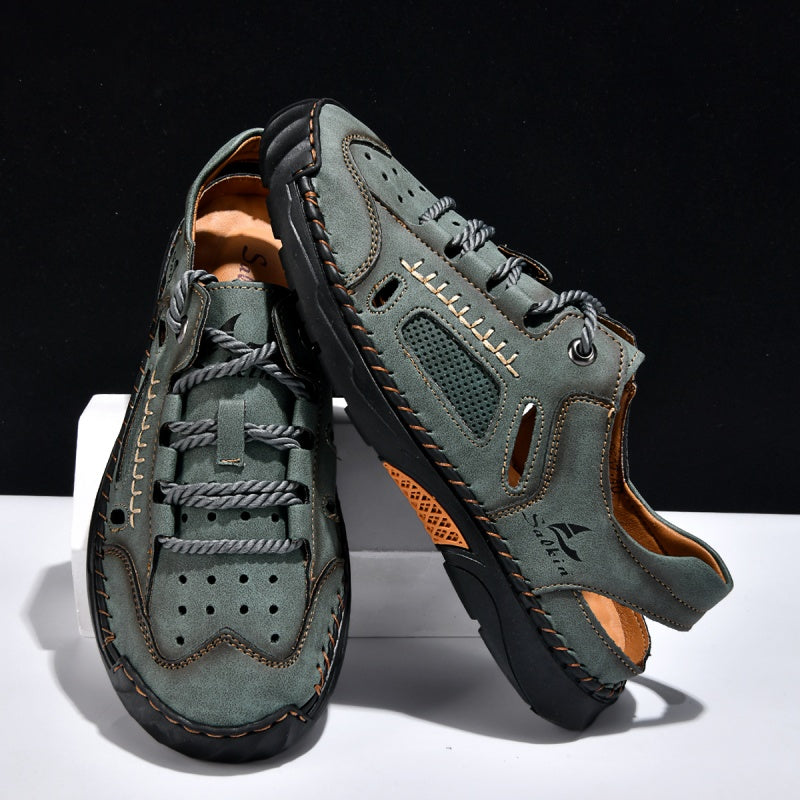 🥇#1 Best-Selling Men's Breathable Leather Sandals –Arch Support, Slip-Resistant, All-Day Comfort, Outdoor Casual Shoes