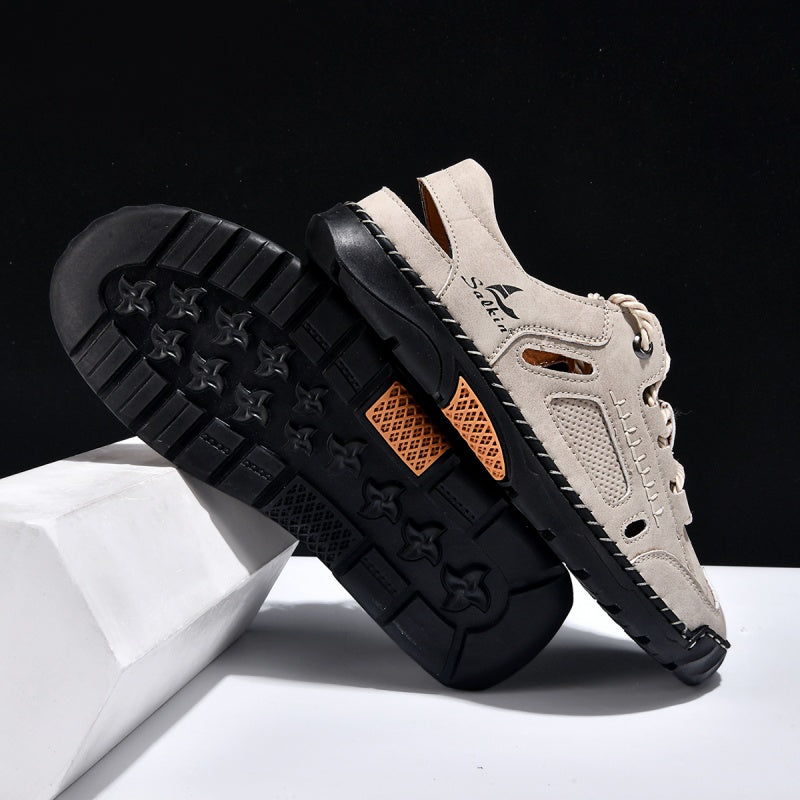 🥇#1 Best-Selling Men's Breathable Leather Sandals –Arch Support, Slip-Resistant, All-Day Comfort, Outdoor Casual Shoes