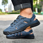 🥇#1 Best-Selling Men's Breathable Leather Sandals –Arch Support, Slip-Resistant, All-Day Comfort, Outdoor Casual Shoes