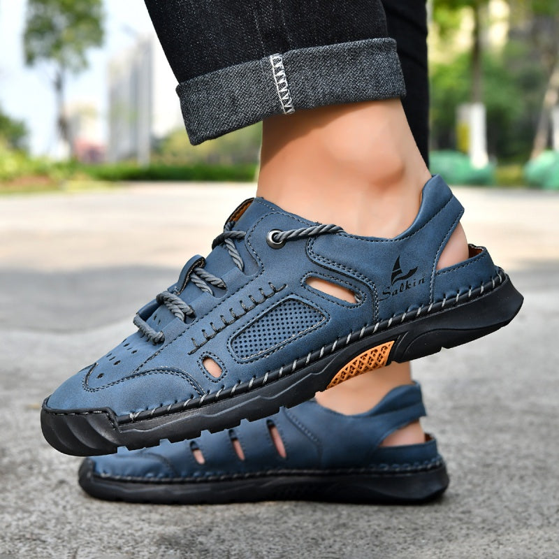 🥇#1 Best-Selling Men's Breathable Leather Sandals –Arch Support, Slip-Resistant, All-Day Comfort, Outdoor Casual Shoes