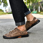 🥇#1 Best-Selling Men's Breathable Leather Sandals –Arch Support, Slip-Resistant, All-Day Comfort, Outdoor Casual Shoes