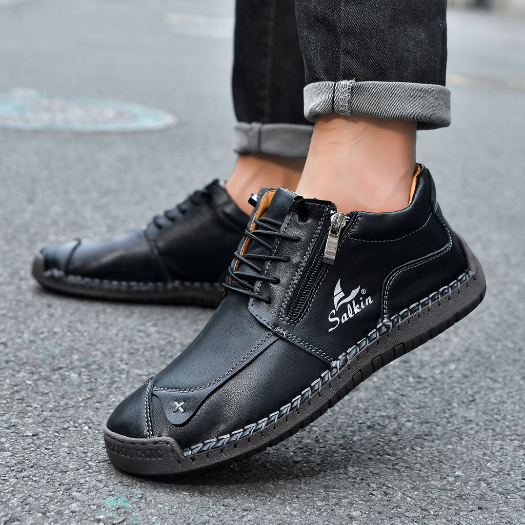 SoftStride™ Orthopedic Casual Leather Boots- Wide Toe, Arch Support, Waterproof, Pressure Relief for Everyday&Travel