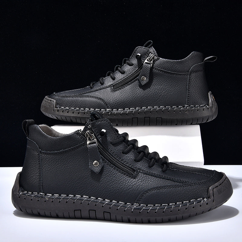 ⏰Limited-Time 70% OFF– Men’s Handmade Leather Work Boots – All-Day Comfort, Slip-Resistant, Wide Toe with Arch& Ankle Support