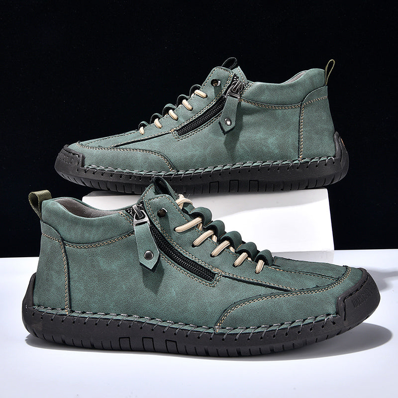 ⏰Limited-Time 70% OFF– Men’s Handmade Leather Work Boots – All-Day Comfort, Slip-Resistant, Wide Toe with Arch& Ankle Support