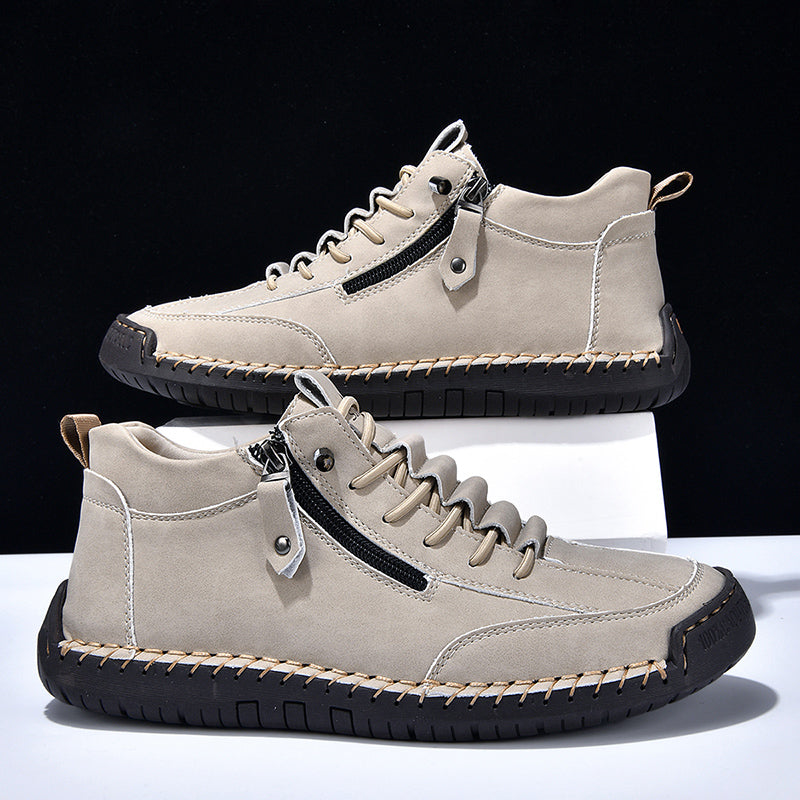 ⏰Limited-Time 70% OFF– Men’s Handmade Leather Work Boots – All-Day Comfort, Slip-Resistant, Wide Toe with Arch& Ankle Support