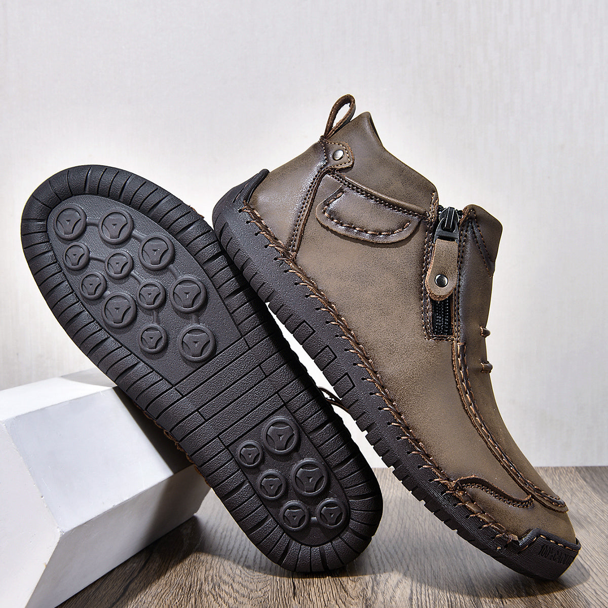⏰Limited Time Sale 70% OFF– Men’s Handmade Leather Driving Boots | Wide Toe, Arch Support, Waterproof, Pressure Relief, Non-Slip Comfort for Everyday & Travel