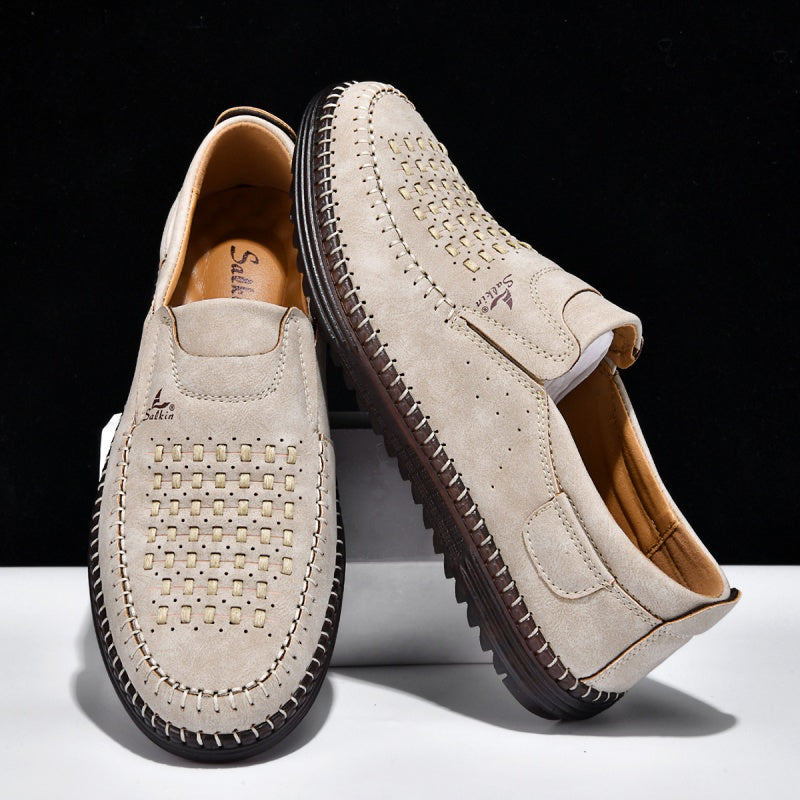 Men’s Orthotic Leather Shoes – Arch Support, Wide Toe Box, Breathable, Lightweight & Slip-Resistant