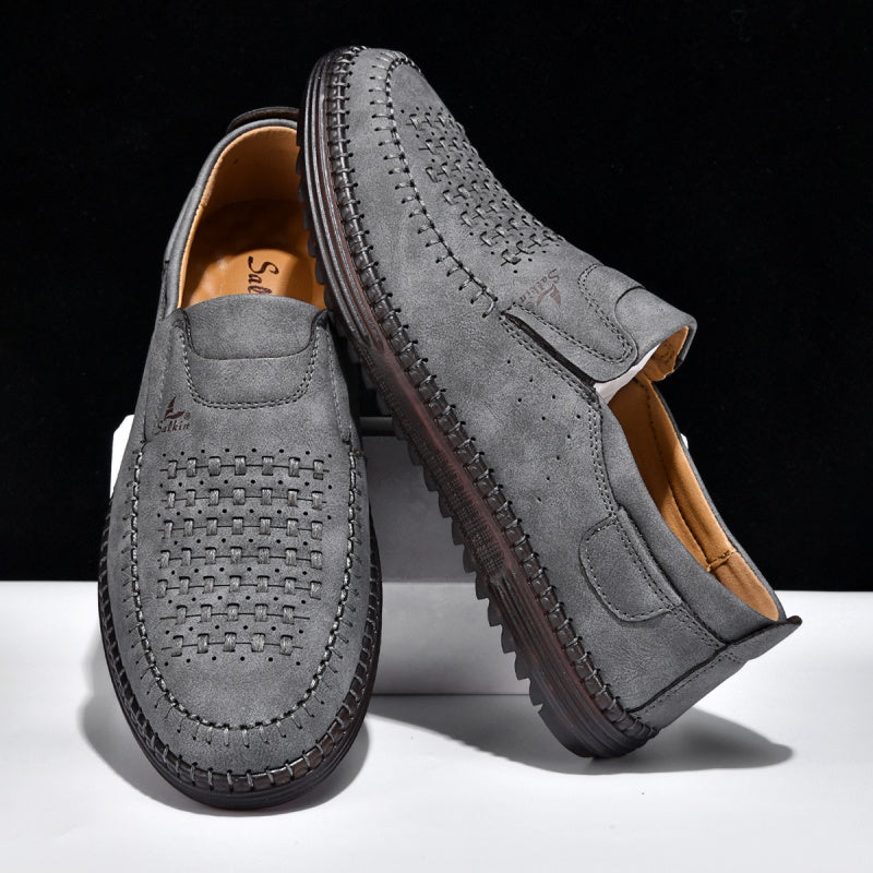 Men’s Orthotic Leather Shoes – Arch Support, Wide Toe Box, Breathable, Lightweight & Slip-Resistant