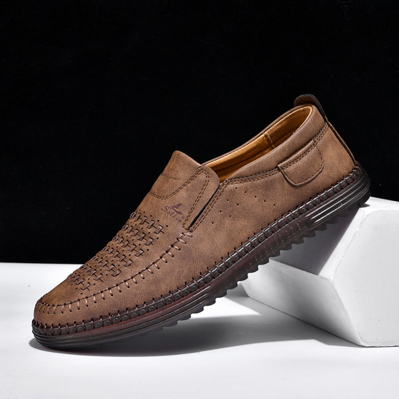 Men’s Orthotic Leather Shoes – Arch Support, Wide Toe Box, Breathable, Lightweight & Slip-Resistant