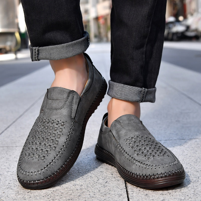 Men’s Orthotic Leather Shoes – Arch Support, Wide Toe Box, Breathable, Lightweight & Slip-Resistant