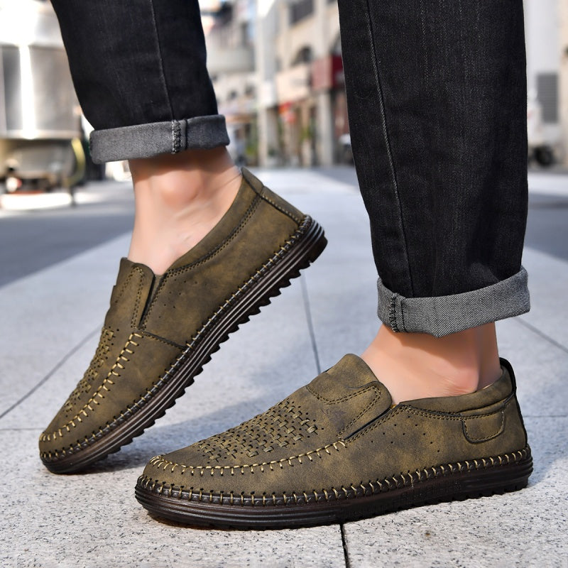 Men’s Orthotic Leather Shoes – Arch Support, Wide Toe Box, Breathable, Lightweight & Slip-Resistant