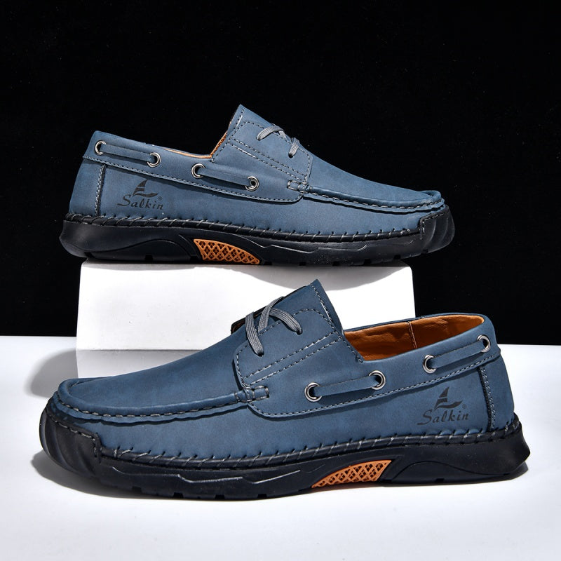 ⏰Limited-Time 70% OFF – Men’s Orthopedic Premium Handmade Leather Boat Shoes – Pressure Relief, Waterproof, Slip-Resistant, Wide Toe, Arch&Ankle Support for Everyday & Travel