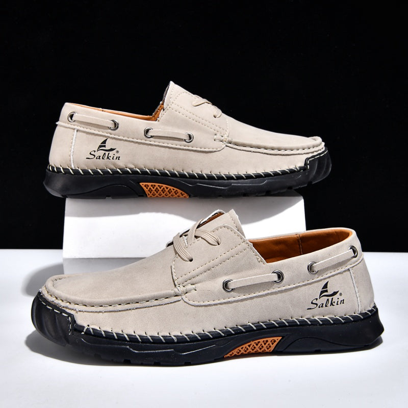 ⏰Limited-Time 70% OFF – Men’s Orthopedic Premium Handmade Leather Boat Shoes – Pressure Relief, Waterproof, Slip-Resistant, Wide Toe, Arch&Ankle Support for Everyday & Travel