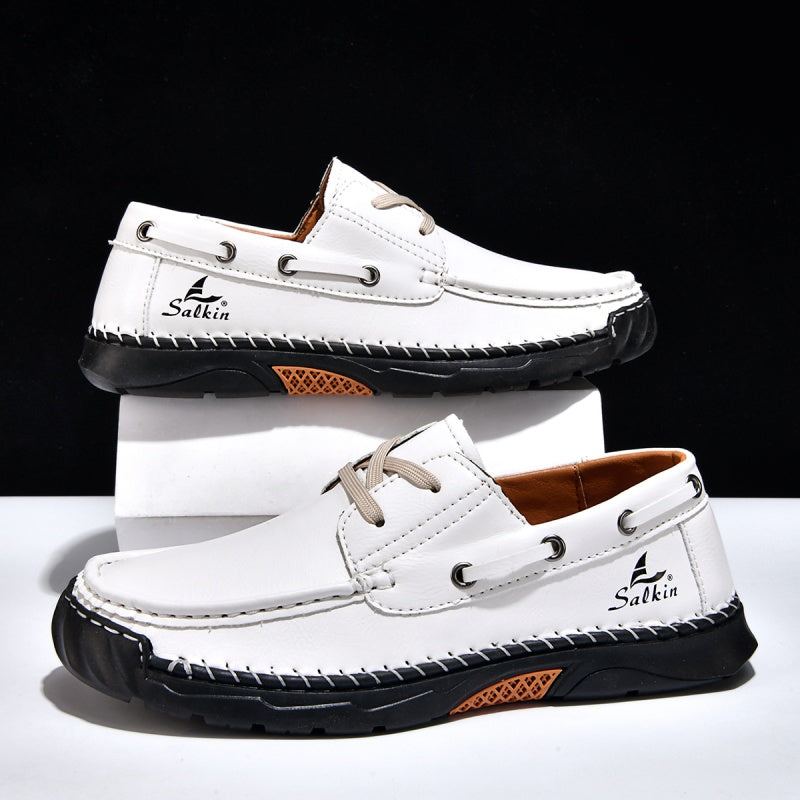 ⏰Limited-Time 70% OFF – Men’s Orthopedic Premium Handmade Leather Boat Shoes – Pressure Relief, Waterproof, Slip-Resistant, Wide Toe, Arch&Ankle Support for Everyday & Travel