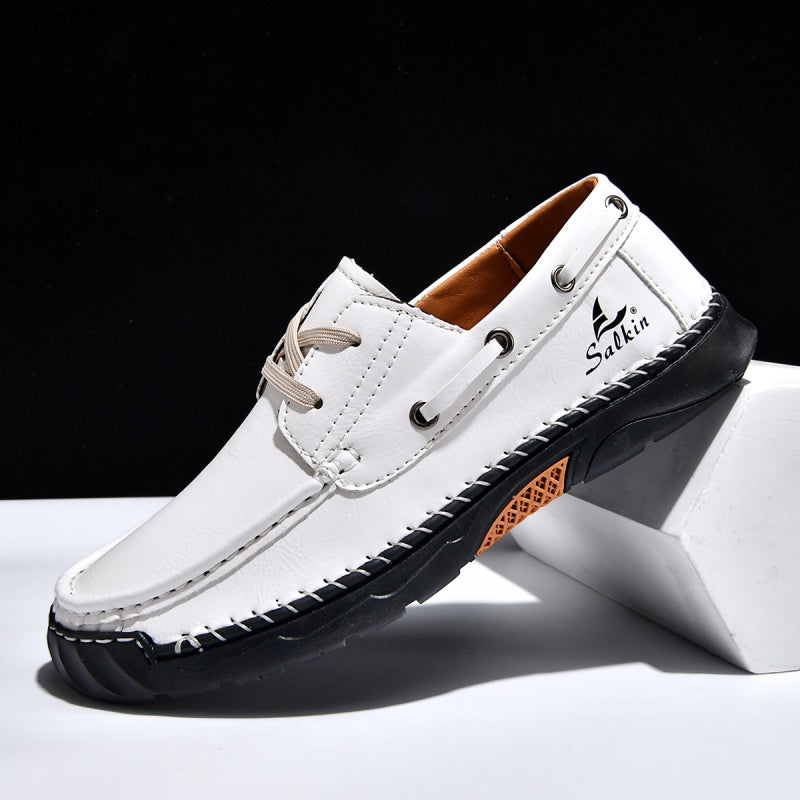 ⏰Limited-Time 70% OFF – Men’s Orthopedic Premium Handmade Leather Boat Shoes – Pressure Relief, Waterproof, Slip-Resistant, Wide Toe, Arch&Ankle Support for Everyday & Travel